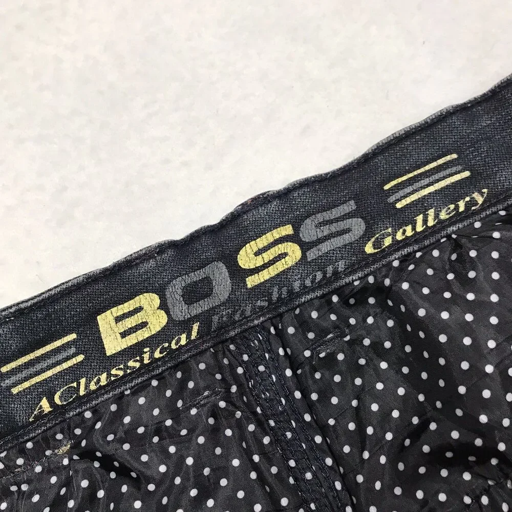 Y2K HUGO BOSS Double Weave Jeans Men 32 (30x30 fit)  Black Stretch ITALY Denim